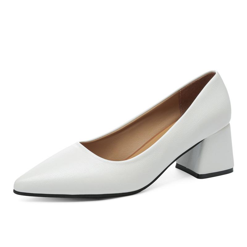 New high-heeled women's shoes Mary Jane small leather shoes thick-heeled women's shoes French professional single shoes women's light-mouth shoes