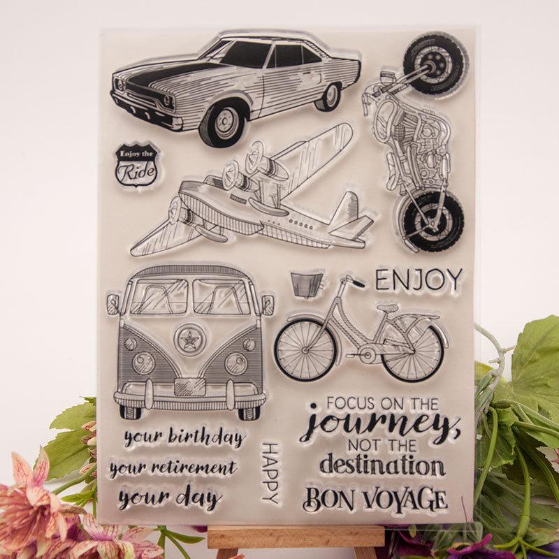 Bus Car Plane Transparent Silicone Clear Stamps for Seal DIY Scrapbooking Photo Album Decor Art Motorcycle Bike Ship Traffic