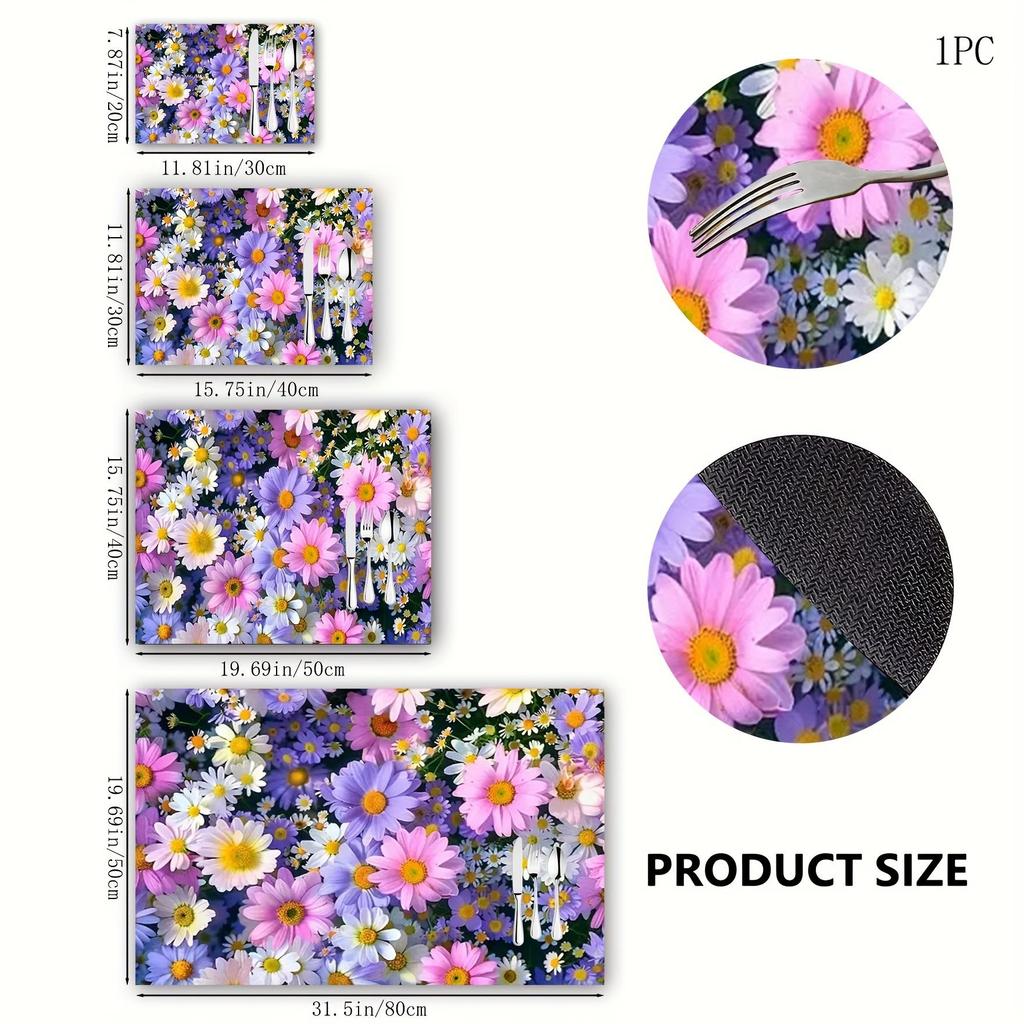 1Pcs Rubber Drying Mat With Colorful Daisy For Coffee Shop Restaurant Kitchen Carpet Tableware Durable Diatom Mud Table Mat Pet Mat Coffeeware