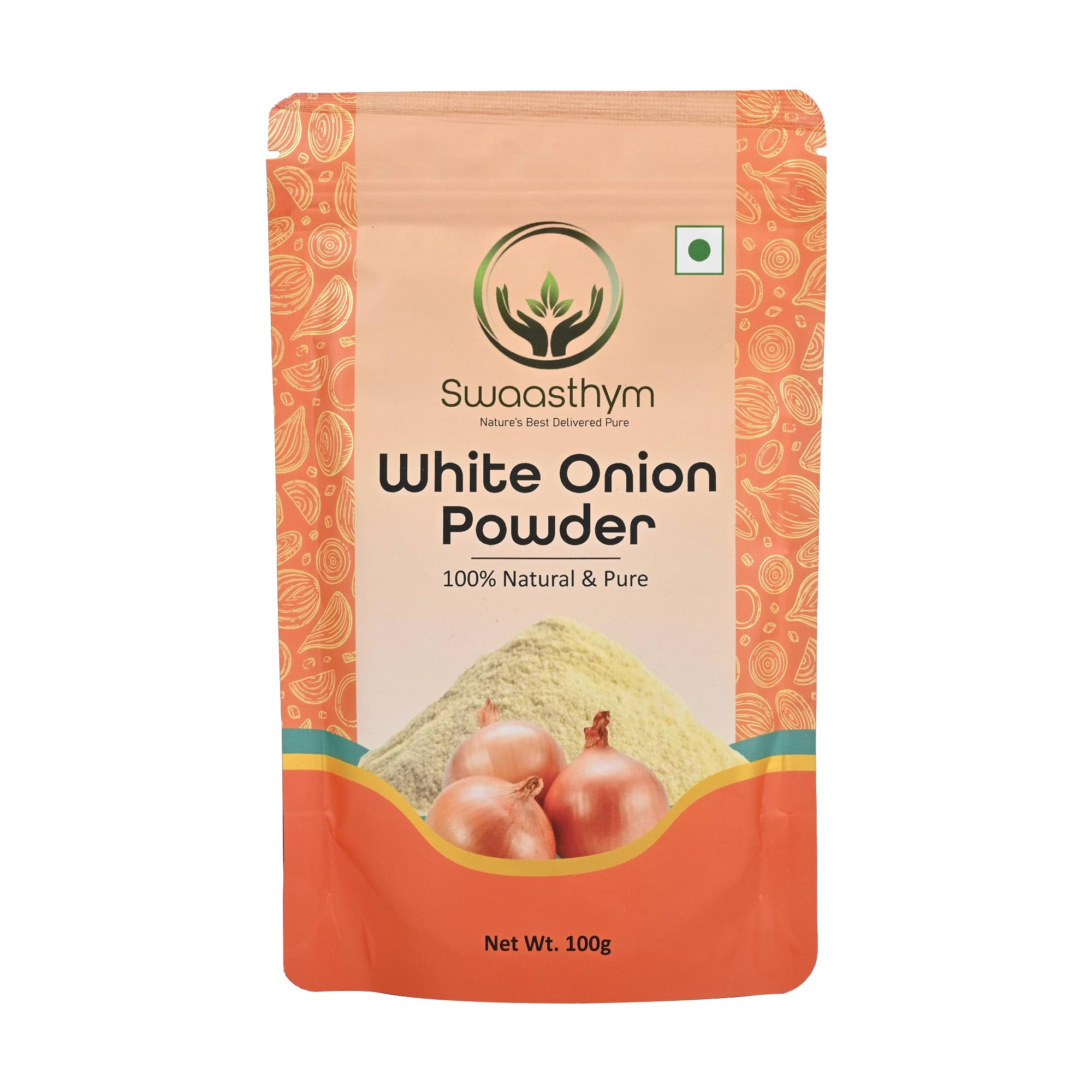 Swaasthym White Onion Powder 100g | Fine Ground Pyaz Powder | Smooth Texture Spice for Cooking | Rich Aroma Seasoning | Kitchen Ingredient for Gr
