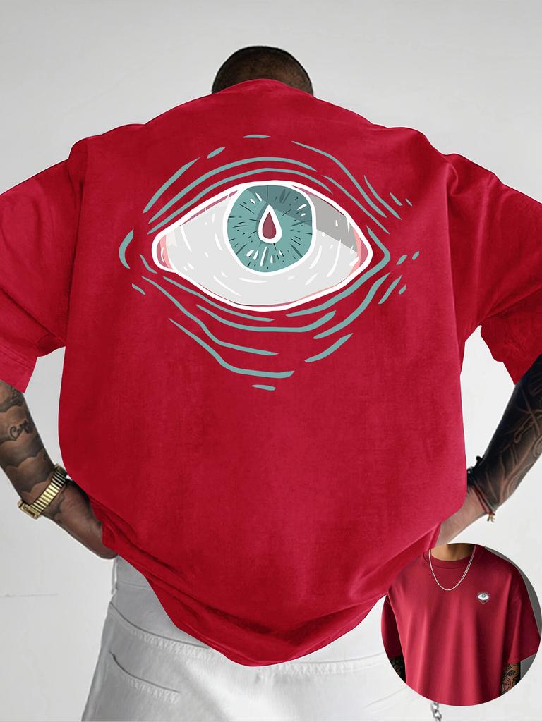2026 Summer New Style Unisexs Pure Cotton TShirt Street Casual Fashion Soft and Comfortable Simple Eye Pattern Print