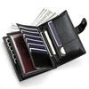 Men’s Leather Wallet RFID Blocking Bifold Clutch Wallet Multi Card Holder Long Purse with Coin Pocket ID Window and Snap Closure