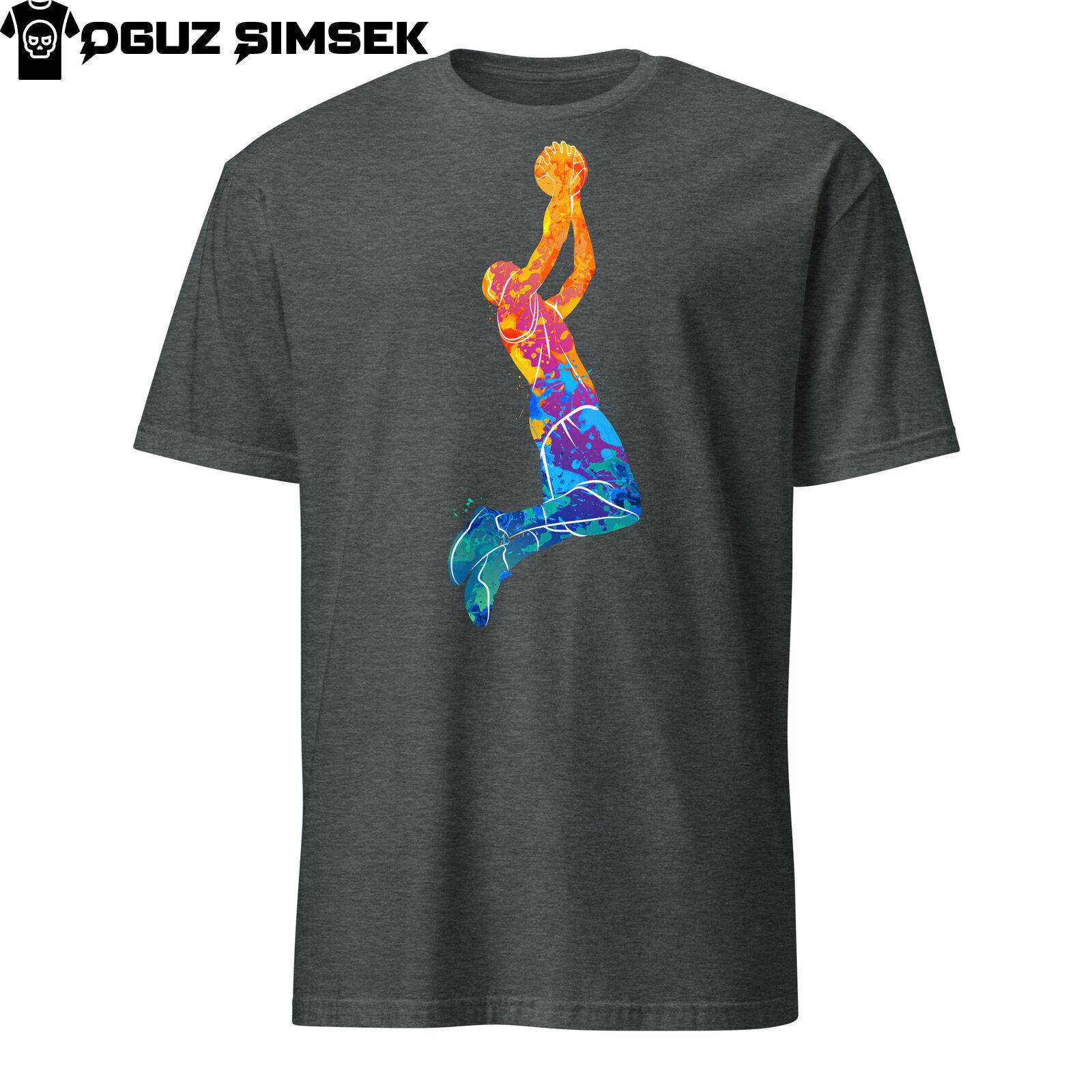 Abstract Colorful Silhouette Basketball Player Unisex T-Shirt Mens Womens Tees Top | Unique Design S