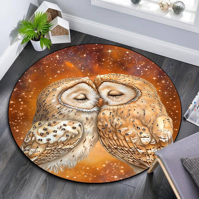 

Moonlit Owls Round Area Rug,Carpet Rug for Living Room Bedroom Sofa Playroom Decor,Non-slip Floor Mat 80cmx80cm