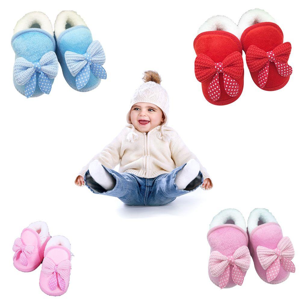 

Crib Bebe Toddler Newborn Baby Shoes Winter Prewalker Warm Boots Bowknot L рожевий