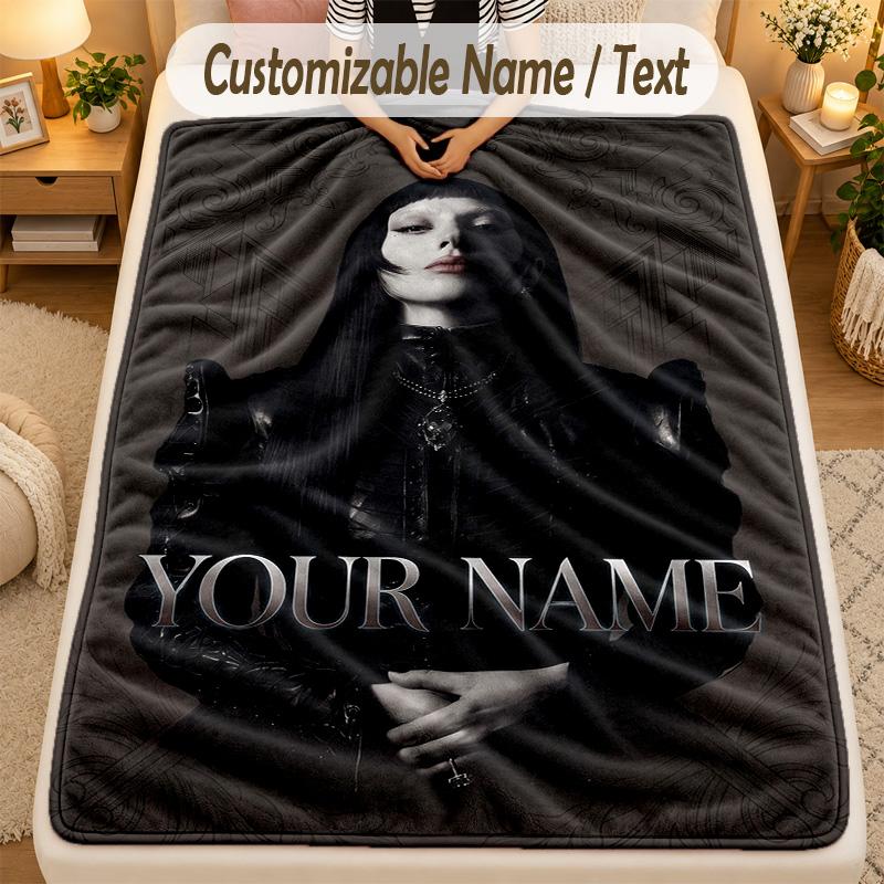 Flannel BlanketLady Gaga Custom Name Text Personalized Soft Warm Throw Blanket Home Decor Gift
