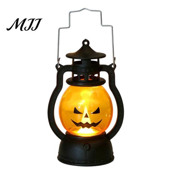 LED Pumpkin Lamp Halloween Lantern with Light,Portable Retro Horse Funny Decoration Faces, Safe Flame-Free for Indoor Outdoor Party Use Jack-O-Lantern