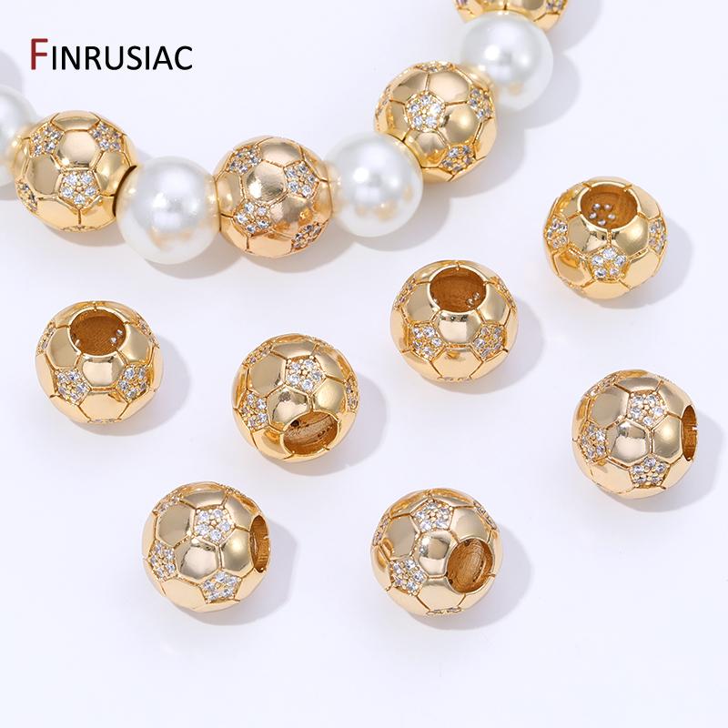 14K Gold Plated Brass 10mm Football Shape Spacer Beads Jewelry Making,Separator For Beads,DIY Jewelry Making Accessories