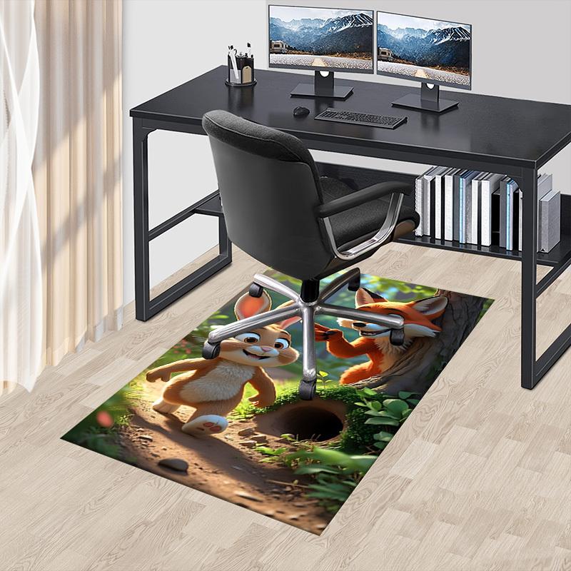 1pc Rabbit Fox Carpet Anti Slip Polyester Floor Mat for office.Bedroom