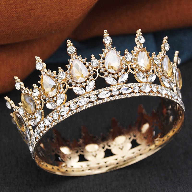 Royal Queen King Tiaras and Crowns for Women Princess Prom Wedding Party Full Round Diadem Bridal Hair Jewelry Accessories