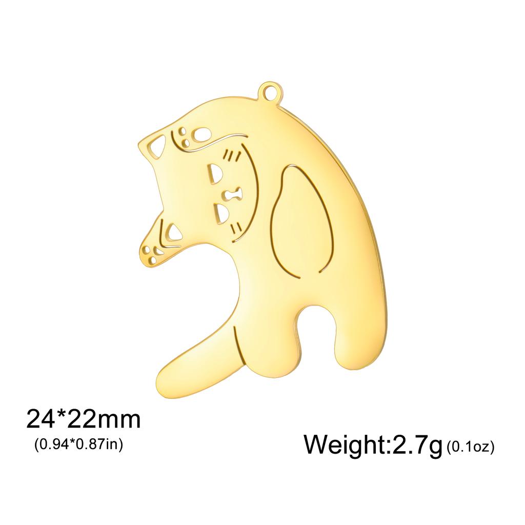 Teamer 3pcs/lot Pet Cat Pendant Gold Color Stainless Steel Kitten Animal Charms for Necklaces Earrings Jewelry Making Wholesale