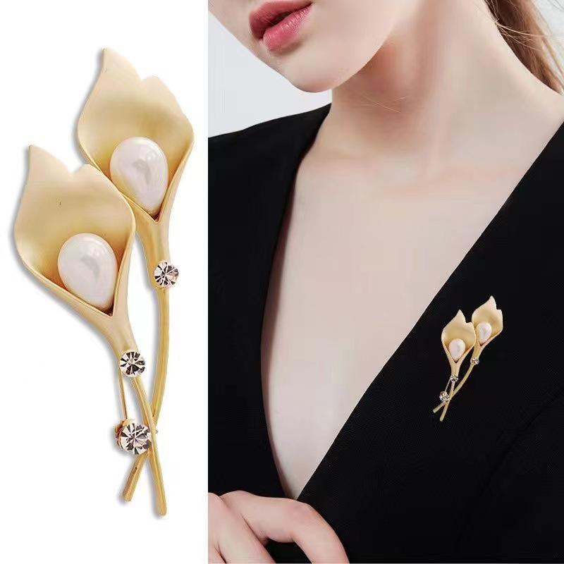 Elegante Imitation Perlen Ginkgoblatt Brosche - Vielseitiger Luxus Schmuck Pin für Damen.