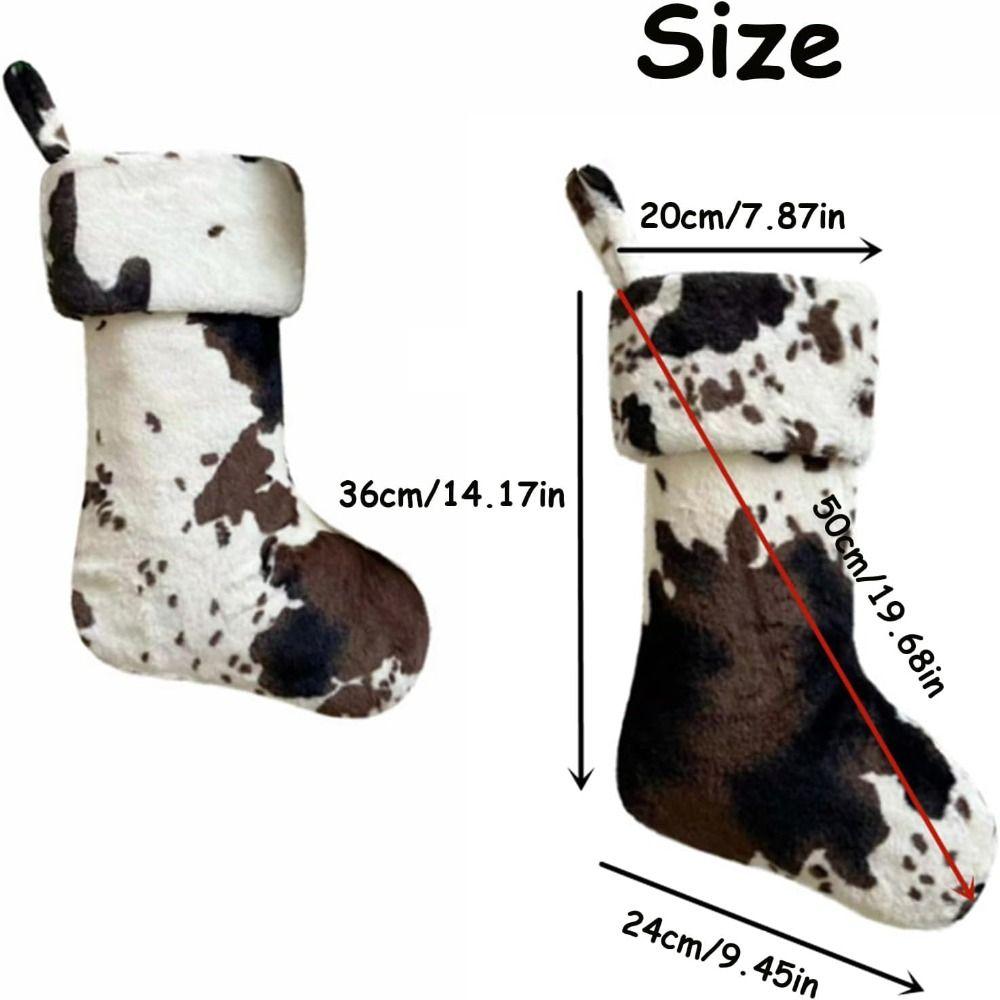 Home Decor Xmas Gift Bag Polyester Stockings Storage Bags New Cow Print Christmas Stockings  Home