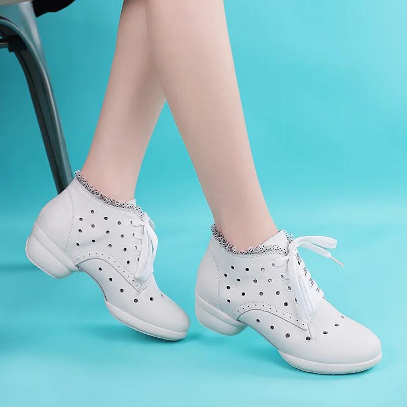High Quality Women Genuine Leather Boots Woman Shoes Soft Girls Ballroom Modern Dancing Shoes Ladies Dance Boots Sneakers