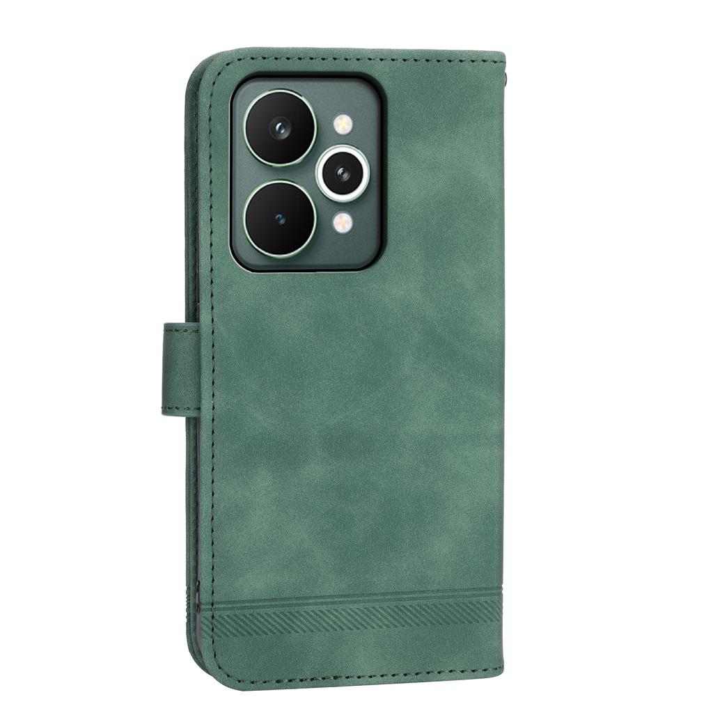 DIERFENG DF-03 For Realme 15 Pro 5G/15 5G Case Lines Imprint Wallet Leather Phone Cover with Wrist Strap