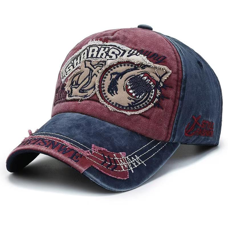Baseball Cap Unisex Retro Washed Cotton Korean Style Trendy Embroidered Sun Protection Soft Top Duckbill Cap Couple