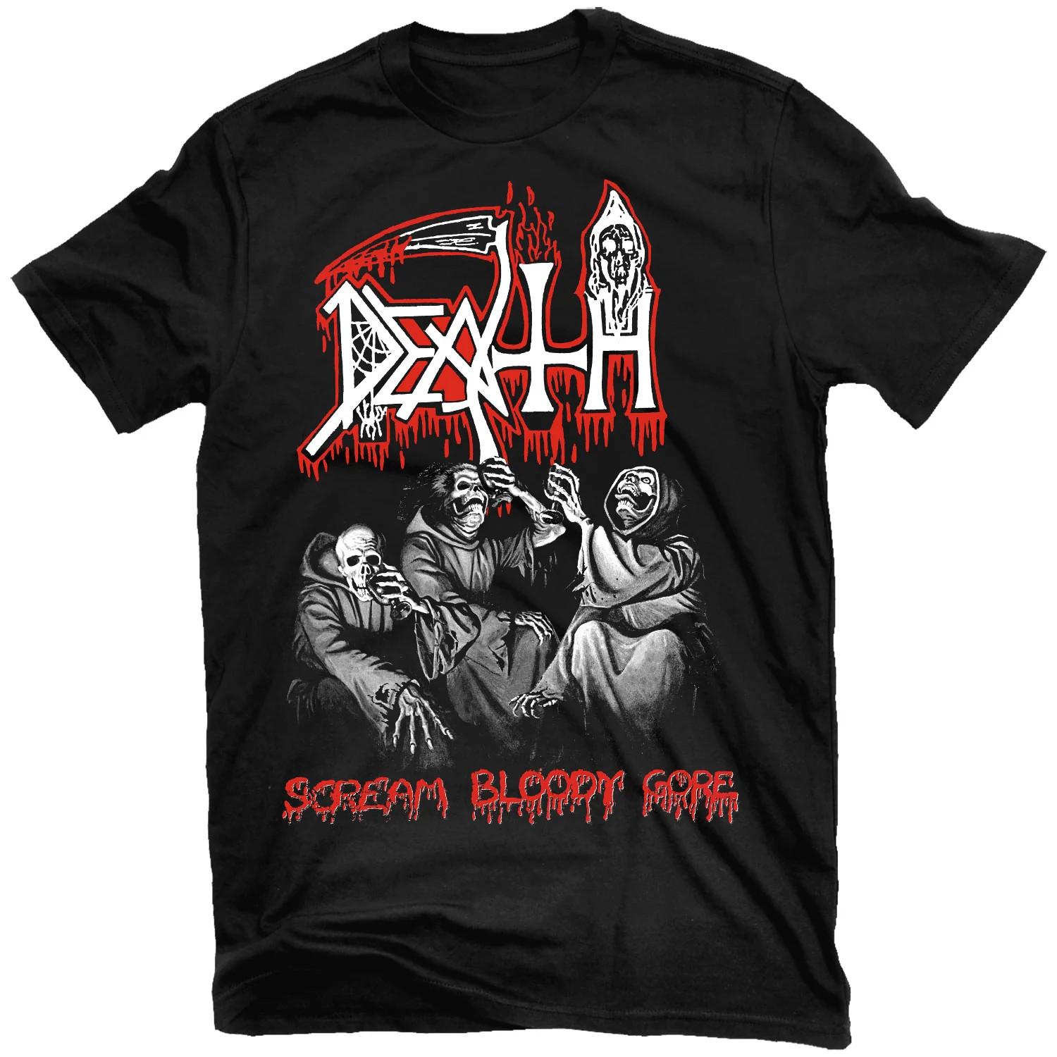 Retro Death Band Scream Bloody Gore Cotton Black All Size Shirt AG568 S разноцветный