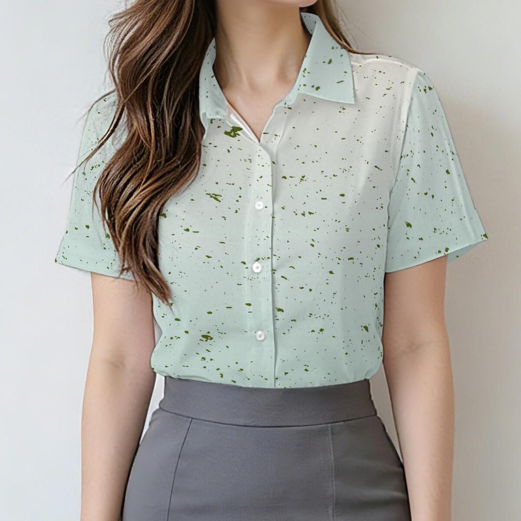 Minimalist and Personalized Printed Women's Short Sleeved Lapel Shirt, Summer Fashion, Daily Versatile Casual Top
