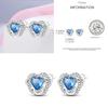 Sparkling Blue Zircon Hoop Earrings Pave U Shape Star Devil Eyes Circle S925 Drop Earring Fit Original Party Jewelry