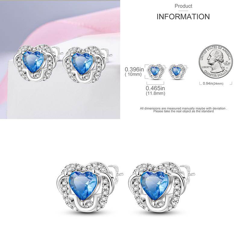 Sparkling Blue Zircon Hoop Earrings Pave U Shape Star Devil Eyes Circle S925 Drop Earring Fit Original Party Jewelry