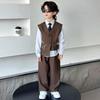 4 PCS Set Spring Summer  Boy Retro Stripes TShirt+Pants +Vest Kid Children Baby Gentleman Handsome Streetwear Party Clothes