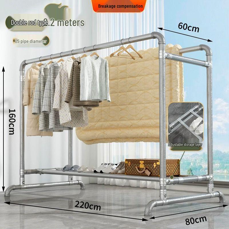 Windproof Outdoor Galvanized Steel Clothes Drying Rack with Thickened Pipes for Balcony