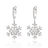 Christmas Shiny Zircon Imitation Pearl Snowflake Drop Earrings Elegant Snow Flower Earrings Holiday Jewelry Gifts For Women Men