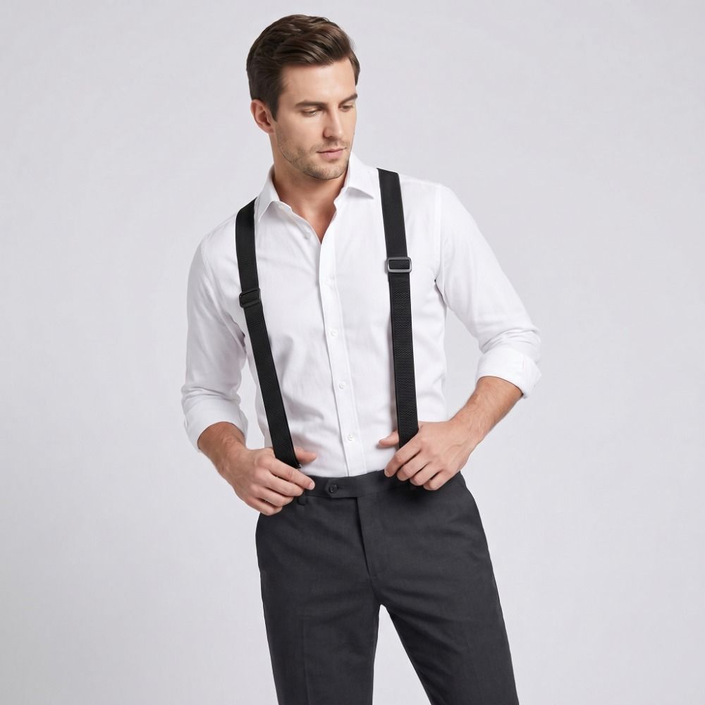 3.8cm Wide Work Suspenders Heavy Duty Anti-slip Suspenders Elastic Pants Braces  Casual Wear