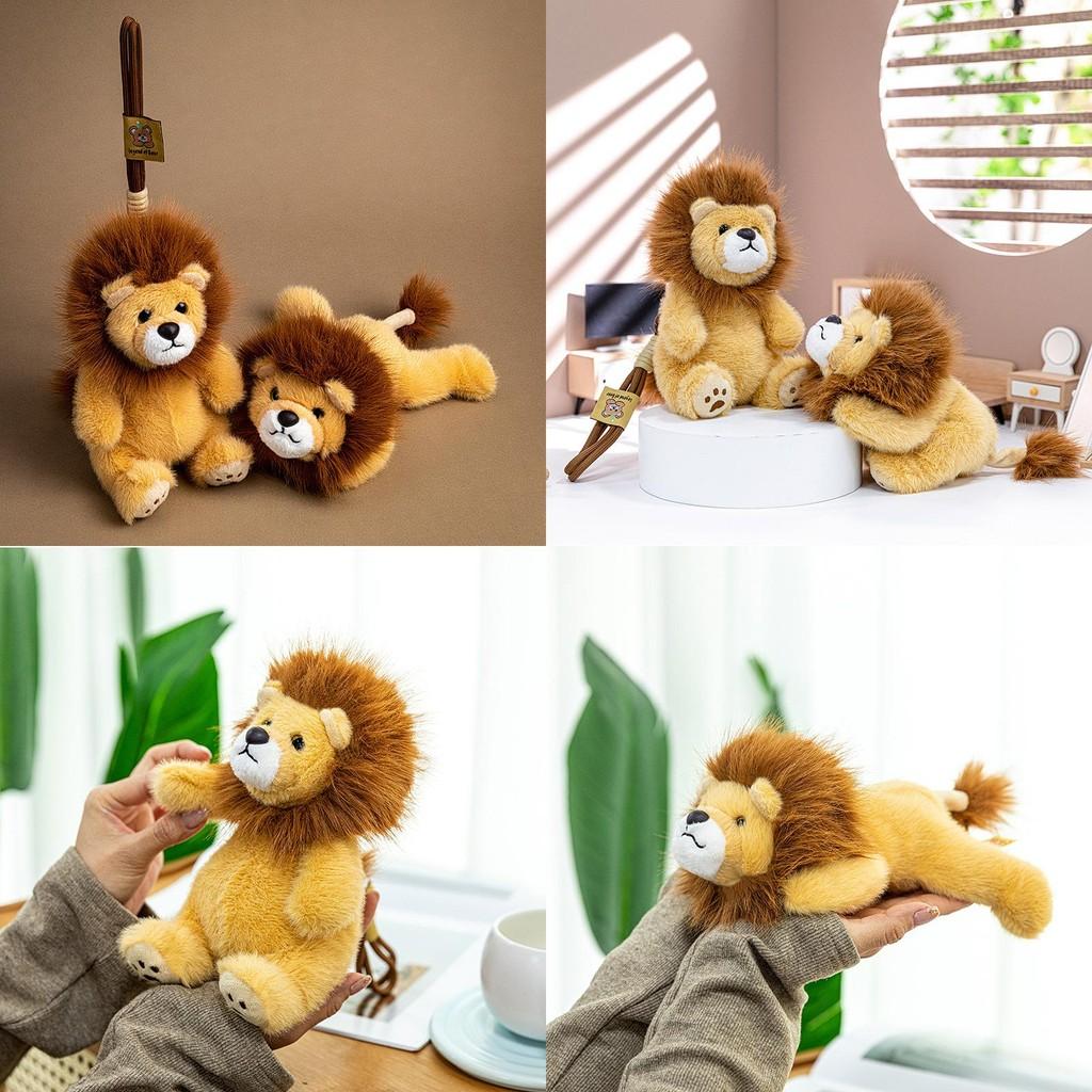 Porte-clés Jouet en Peluche Lion Dessin Animé Animal Dessin Animé Peluche Courte Breloque Sac à Dos Cadeau