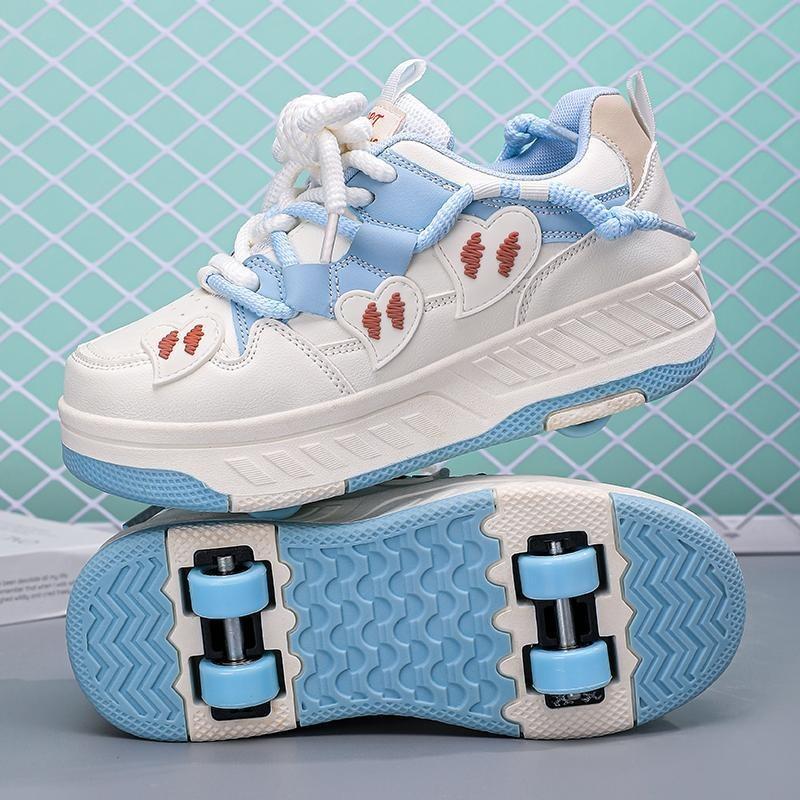 Children's runaway shoes Boys' roller skating four-wheel runaway shoes Students' youth skates Double-row girls' pulley shoes