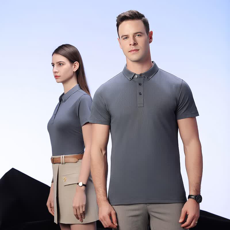 Unisex Solid Color Short Sleeve Polo Shirt