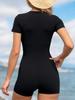 Costume da bagno intero nero snellente da donna con cerniera - Asciugatura rapida Protezione solare, Stile europeo e americano 2026.