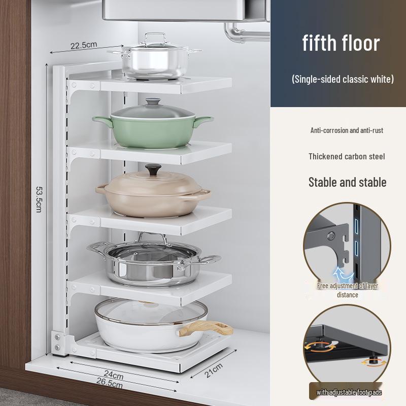 Flerlagrigt köksförvaringsställ för bänkskivor och under diskbänken - Organisera kastruller och stekpannor