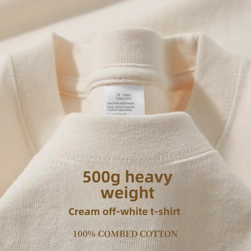 320g Heavyweight White Cotton Short-Sleeve T-Shirt for Men and Women - Thick, Non-Transparent, Loose Fit, Perfect for Summer. 