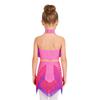 Eye-Catching Latin Dance Top with Skirt for Girls: Halter Neck Rhinestone Tassel Crop Top & Attached Briefs Skirt for Recital