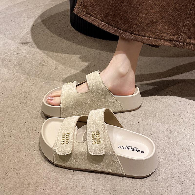 

Retro color scheme soft sole inner height increase sandals breathable non-slip rubber sole shoes 2025 spring and summer new 39 рожевий