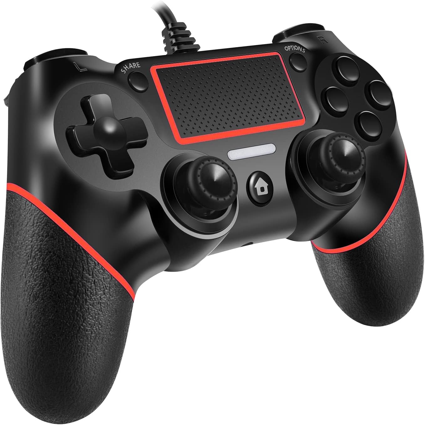

Wired PS4 Controller, PlayStation 4 Dual Vibration Shock Joystick Gamepad for PS4/PS4 Slim/PS4 Pro and PC (Black/Red)