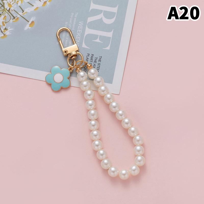 Simulation Pearl Keychains Love Flower Pendant For Bag Car Doll Pendant Beaded Key Charm Decoration For Women Mobile Phone DIY