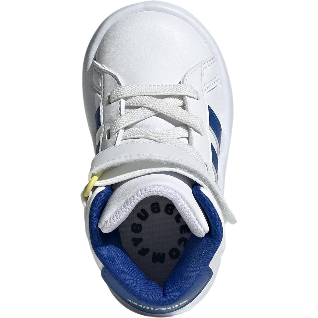 Adidas Grand Court Synthetic Leather Fashion Comfortable Durable Mid-Top Walking Shoes Baby Shoes White JR2579
