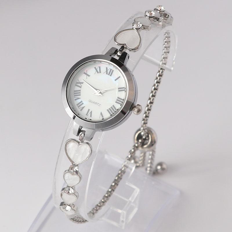 Classic Exquisite Shell Small Dial Watches Love Heart Bracelet Watch Fashion Rhinestone Ladies Wristwatch Clock Gift Reloj Mujer
