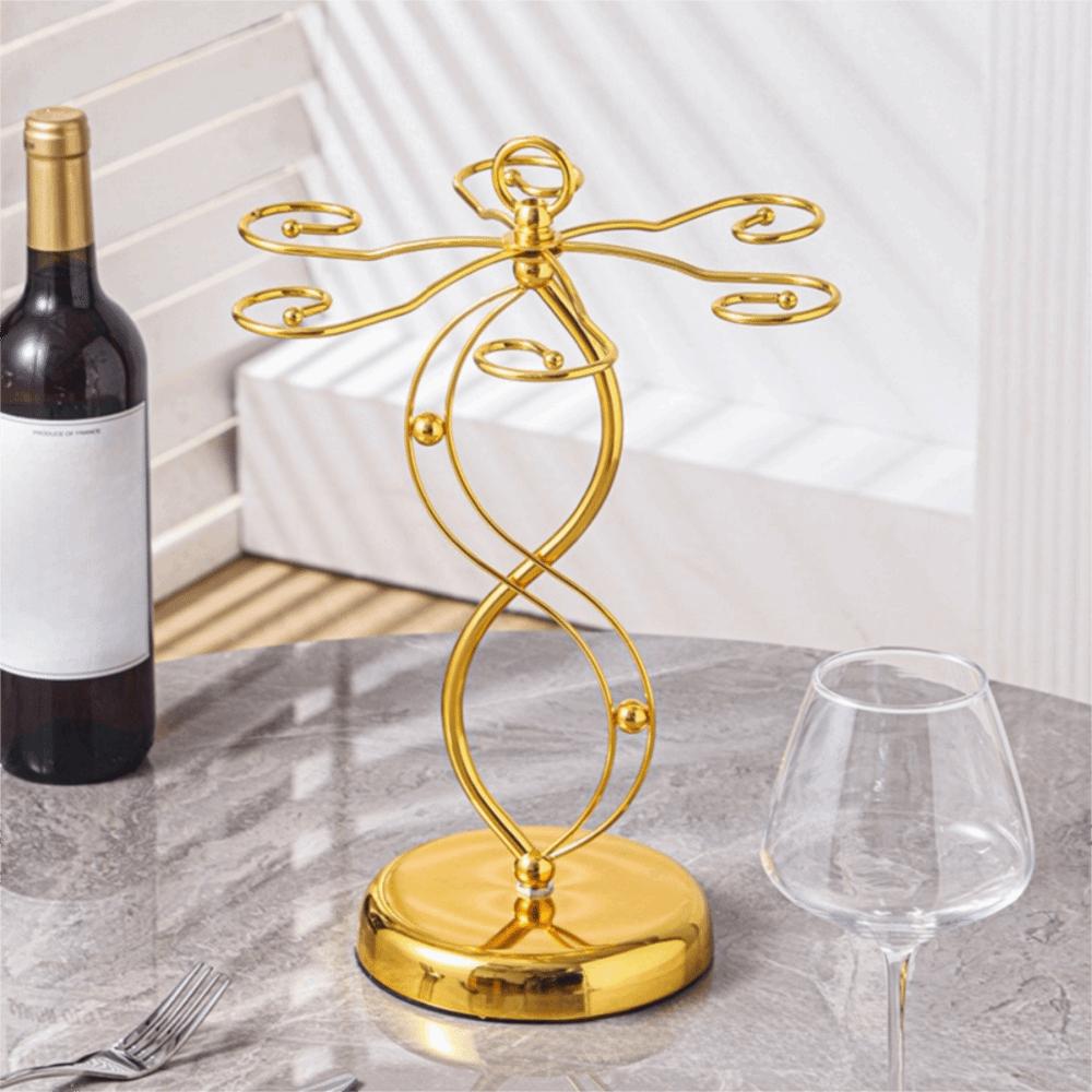 Iron Wine Glass Stand with 6 Hooks Wine Glass Holder  For Kitchen Bar Living Room Office