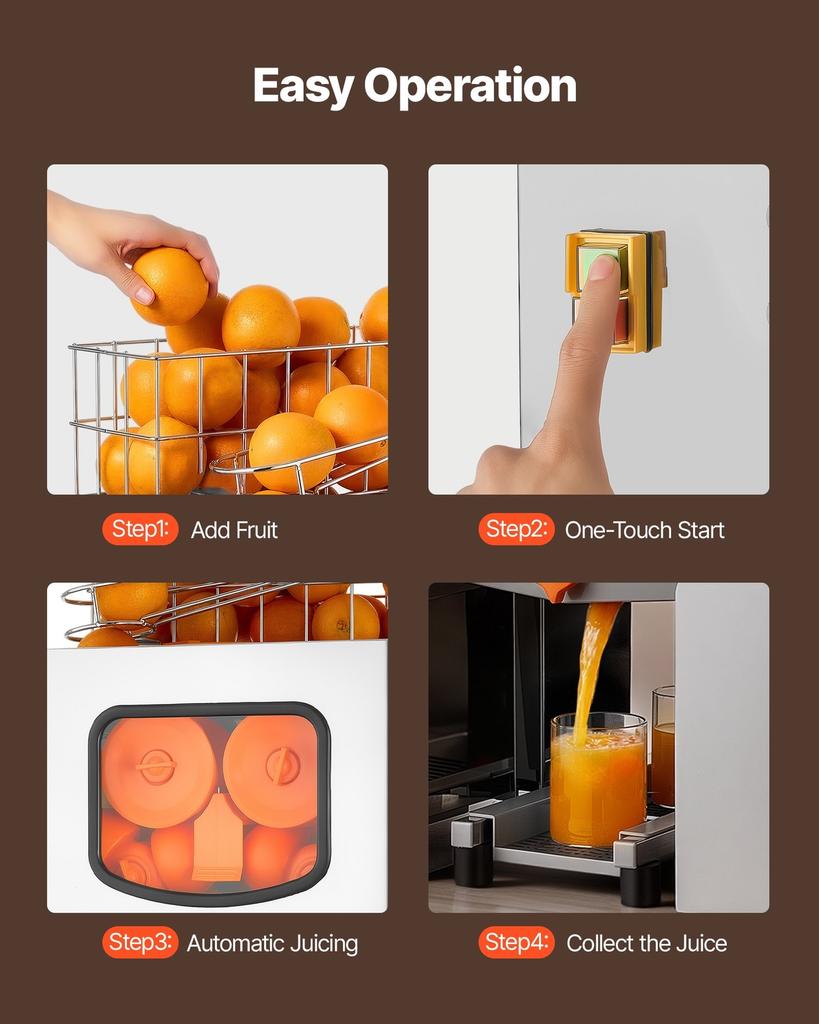 Commercial Orange Juicer Machine, 120W Electric Orange Juice Press, Stainless Steel Orange Squeezer for 20 per Minute, Lemon Citrus Pomegranates