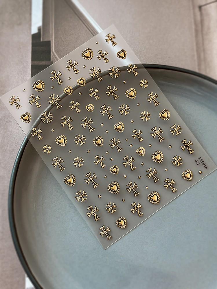 Retro Exquisite Ant Figure Nail Stickers - Cross & Hot Stamping Style (YT6931)