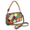 Women'S Handbag Color Leather Splicing Plaid Handbag One Shoulder Messenger Bag