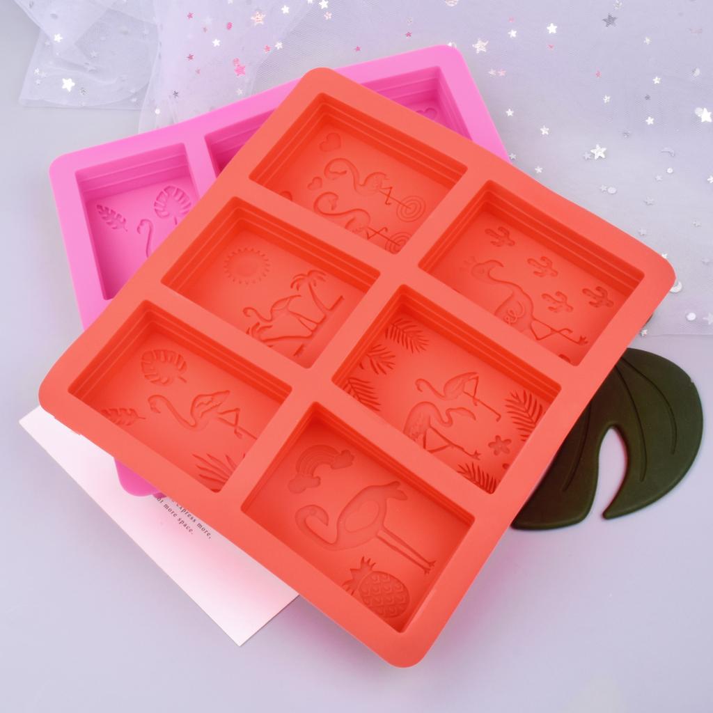 Flamingo Silicone Soap Mold DIY 6 Cavity Soap Molds Rectangle Flamingo Shaped Soap Mold Portable Unique Soap Making Tools