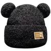Thick Plush Bear Hat for Women Korean Version  Fashionable  Sweet and Versatile  Face Friendly  Small  Warm and Windproof Knitted Hat