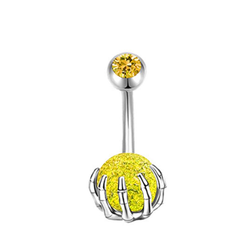 Multi-Color Turquoise Belly Button Ring with Skull and Ball Design
