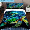 Cartoon Sea Turtle Artwork 3pcs Bedding,Including 1pc Duvet Cover And 2pcs Pillowcases Perfect for Christmas,Ideal for Bedroom, Dormitory