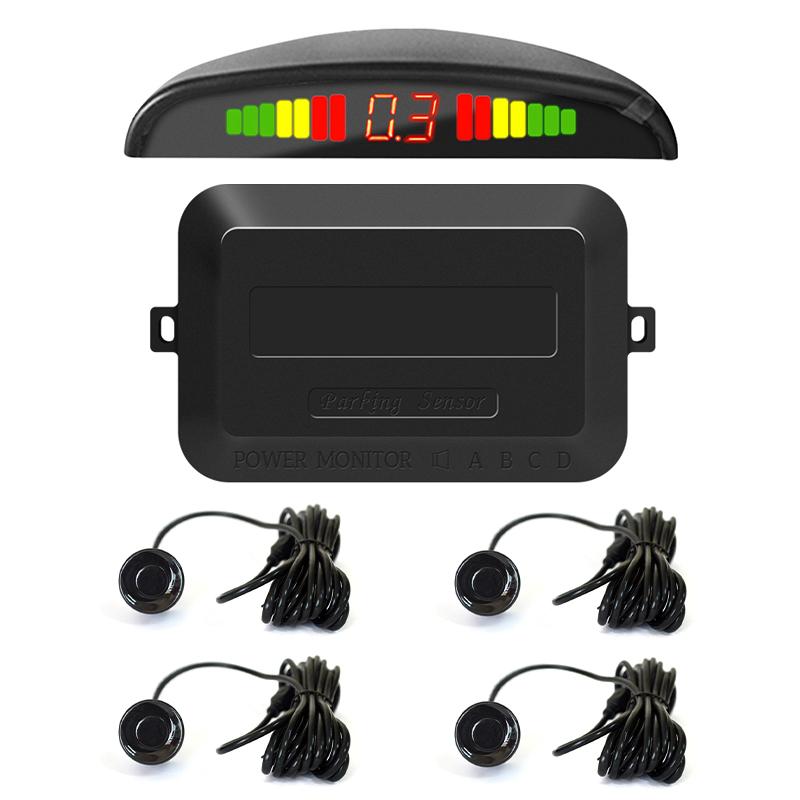 HIPPCRON Car Parking Sensor System Backlight Parktronic Monitor LED Display Backup Buzzer 4 Sensors 22 mm 12V 8 Colors чёрный