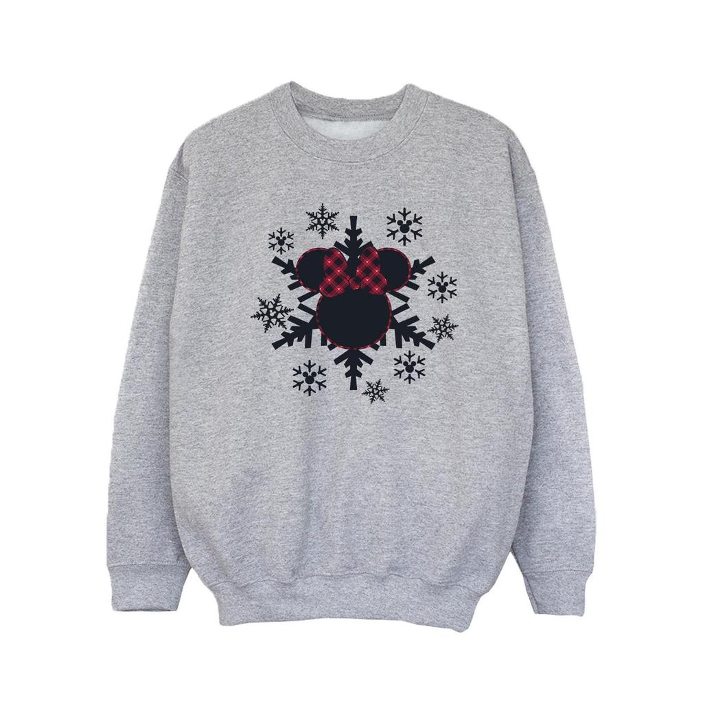 Disney Girls Minnie Mouse Snowflake Gingham Sweatshirt